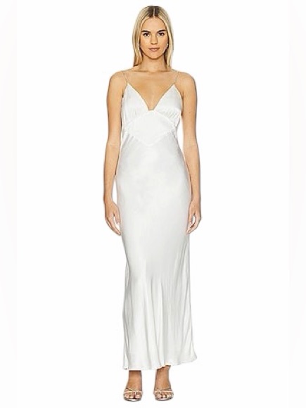 Bardot White Capri Diamonte Satin Slip Maxi Dress Womens M